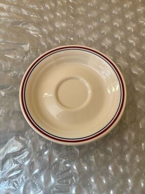 Corelle Abundance Classic Cream Saucer with Red and Blue Stripe